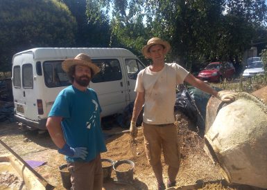 La Bohalle -49-2016-Pauline et Christophe-Mickael Verger- MFR Riaillé – Rénovation de pignon en bottes de paille et enduit terre-Les gars de la MFR-8