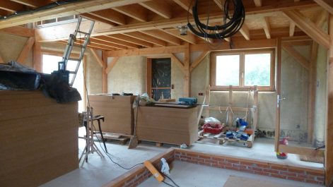 2014 (maison finie en 2016)- Montigny aux Amognes – Marion – Christelle – Chantier enduits de finition intérieurs + décorations + tests résistance 3