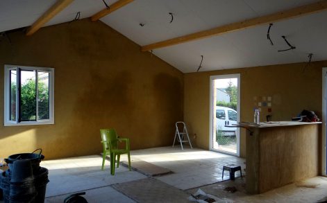 2017 – Peaugres (07) – Ophélie et Grégory – Stéphanie – Enduits terre en rénovation – 6-
