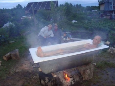 baignoire de barbotine chaude